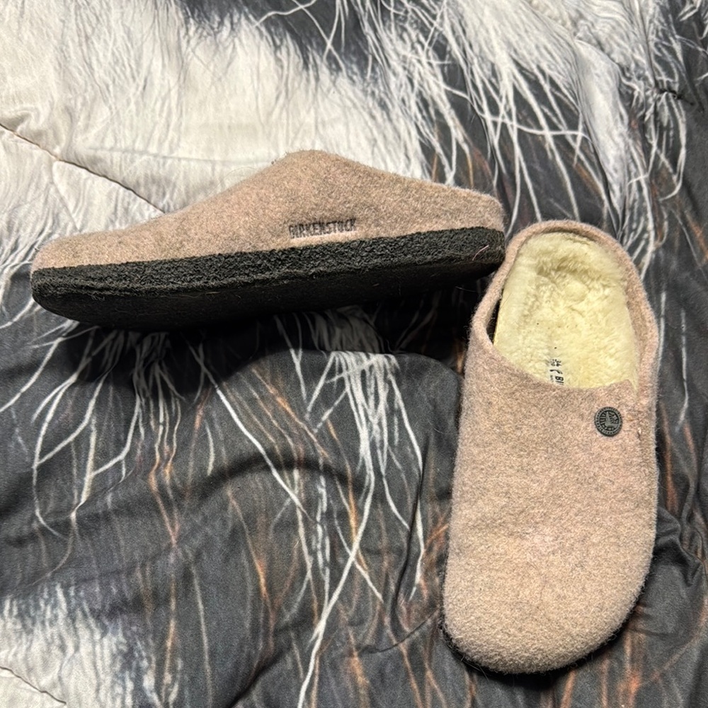 Birkenstock Beige Wool Slippers
